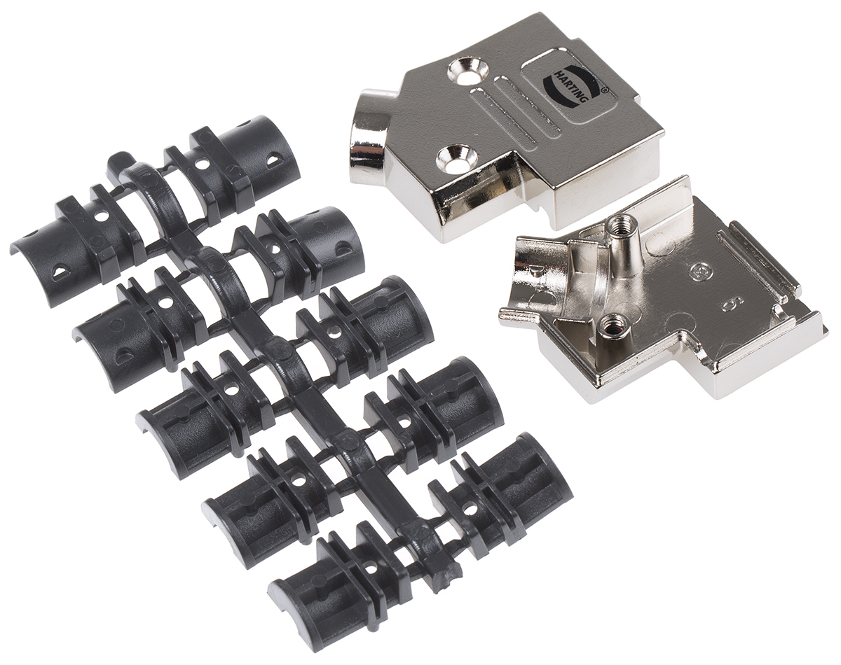 HARTING D-Sub Series Metal Right Angle D-Sub Backshell, 9 Way Strain Relief