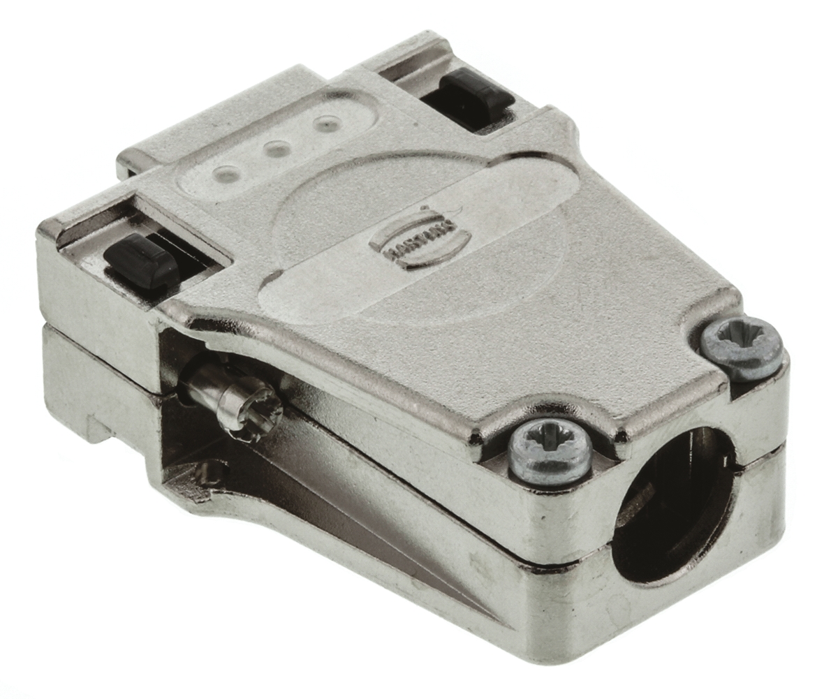 09670090344 HARTING D-Sub Series Metal Straight D-Sub Backshell, 9 Way Strain Relief
