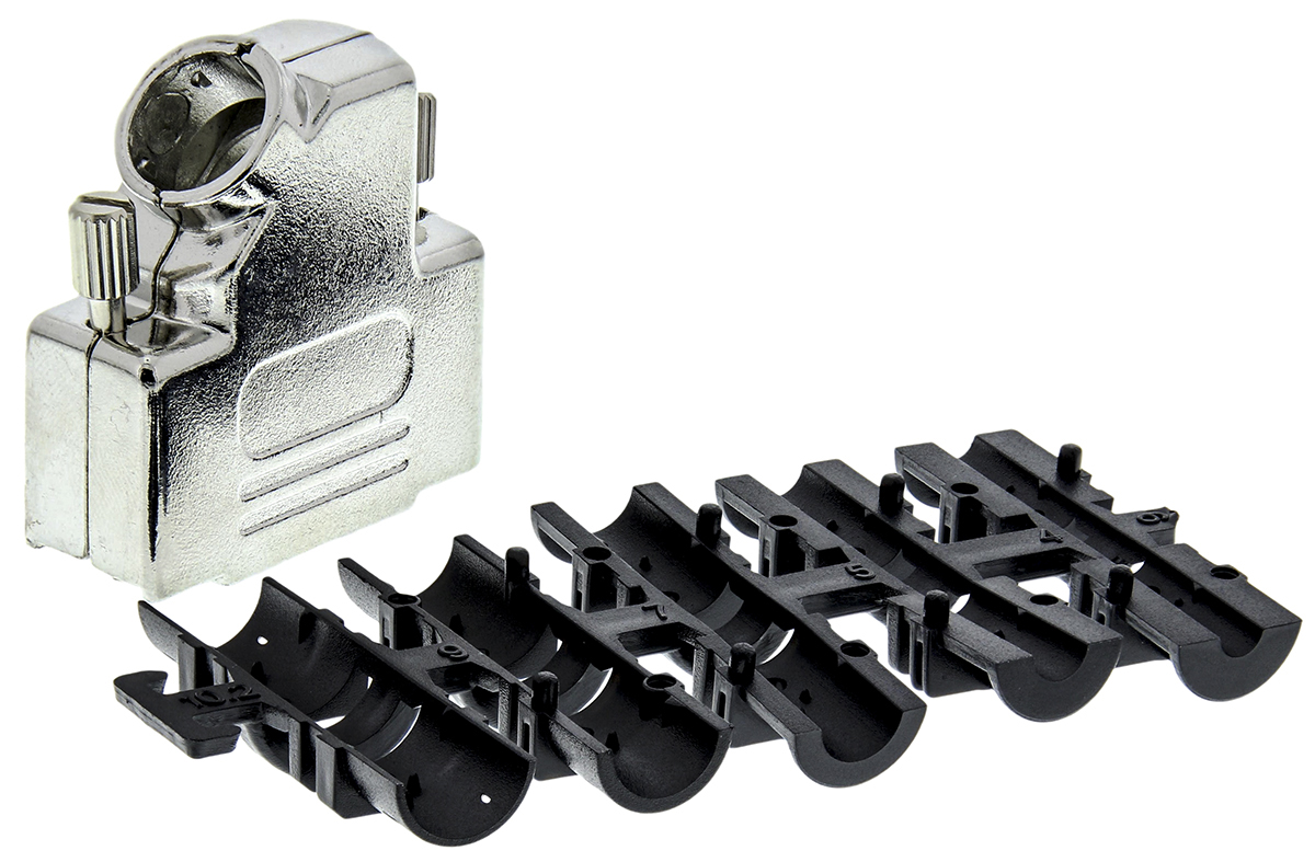 HARTING D-Sub Series Metal Right Angle D-Sub Backshell, 15 Way Strain Relief