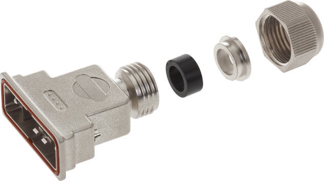 HARTING D-Sub Waterproof Series Polymer Straight D-Sub Backshell, 25 Way Strain Relief