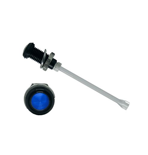 RHD-1390-F9PZB67PR Bivar, Panel Mount Vertical LED Light Pipe, Blue Round Lens