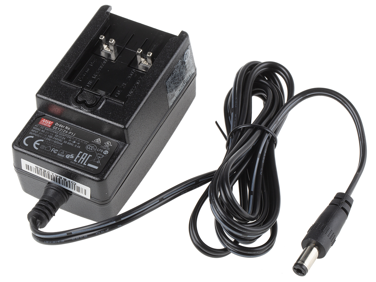 MEAN WELL 15W Plug-In AC/DC Adapter 24V dc Output, 625mA Output