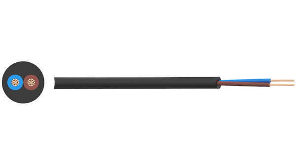 RND RND 475 Power 1.5 mm² Power Cable, Black Polyvinyl Chloride PVC, 50m
