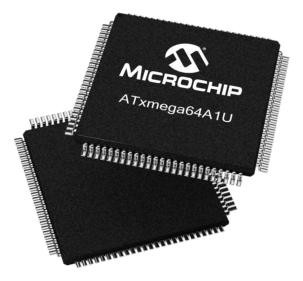 Microchip ATXMEGA64A1U-AU, 16 bit AVR, ATxmega64A1U Microcontroller, 32 MHz, 64kB FLASH, 100-Pin TQFP