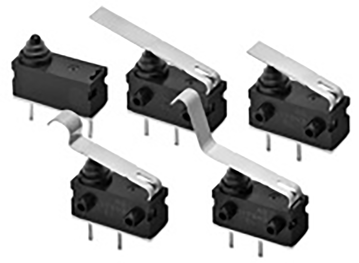 Omron Leaf Lever Subminiature Micro Switch, PCB Terminal, 100 mA, SPST, IP67