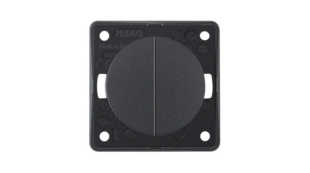 Berker Anthracite Push Button Light Switch, 2 Gang, INTEGRO