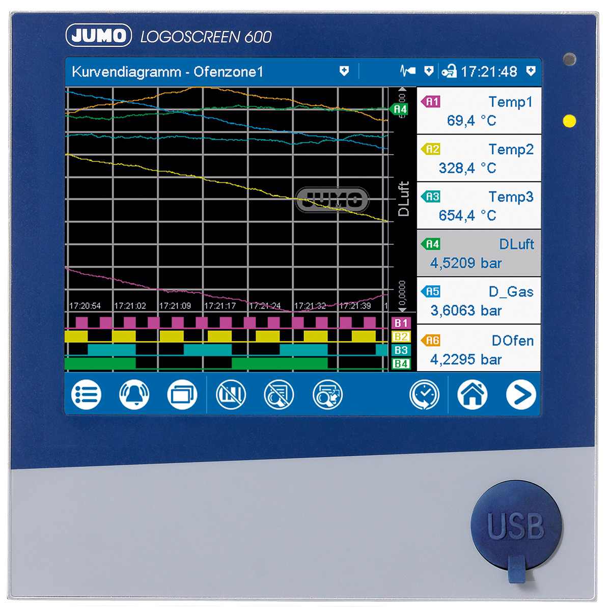 70652018-110-23000 Jumo 706520/18-110-23/000, 12 Input Channels, 14 Output Channels, Paperless Paperless Chart Recorder Measures Current,