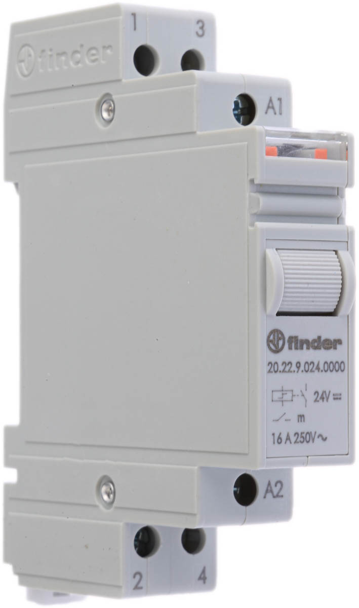 Finder DIN Rail Latching Modular Step Relay, 24V dc Coil, 16A Switching Current, DPST