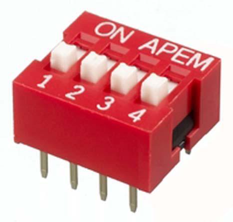 APEM 4 Way Through Hole DIP Switch 4PST, Recessed Actuator
