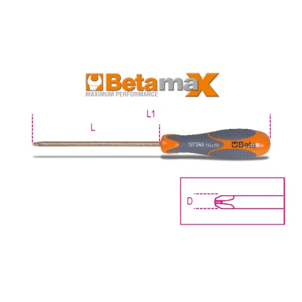 BETA  Screwdriver, PH3 Tip, 200 mm Blade, 332 mm Overall