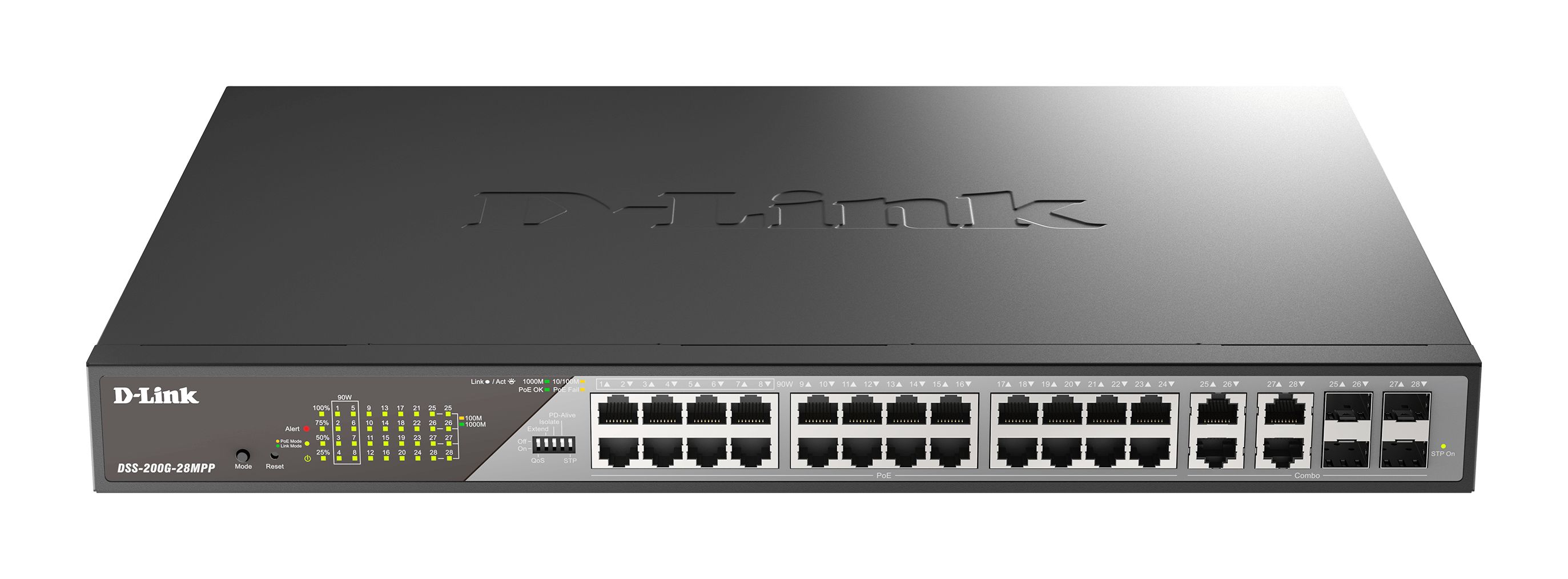 dss-200g-28mppb D-Link 28-Port Gigabit PoE Smart Managed Surveillance Max PoE Switch with 802.3bt, Smart 28 Port Gigabit Switch With