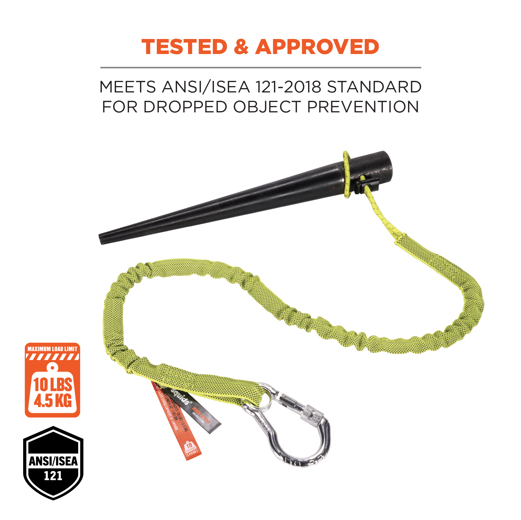 19003 Ergodyne Standard Aluminium, Elastic, Nylon Tool Lanyard Lanyard, 4.5kg Capacity