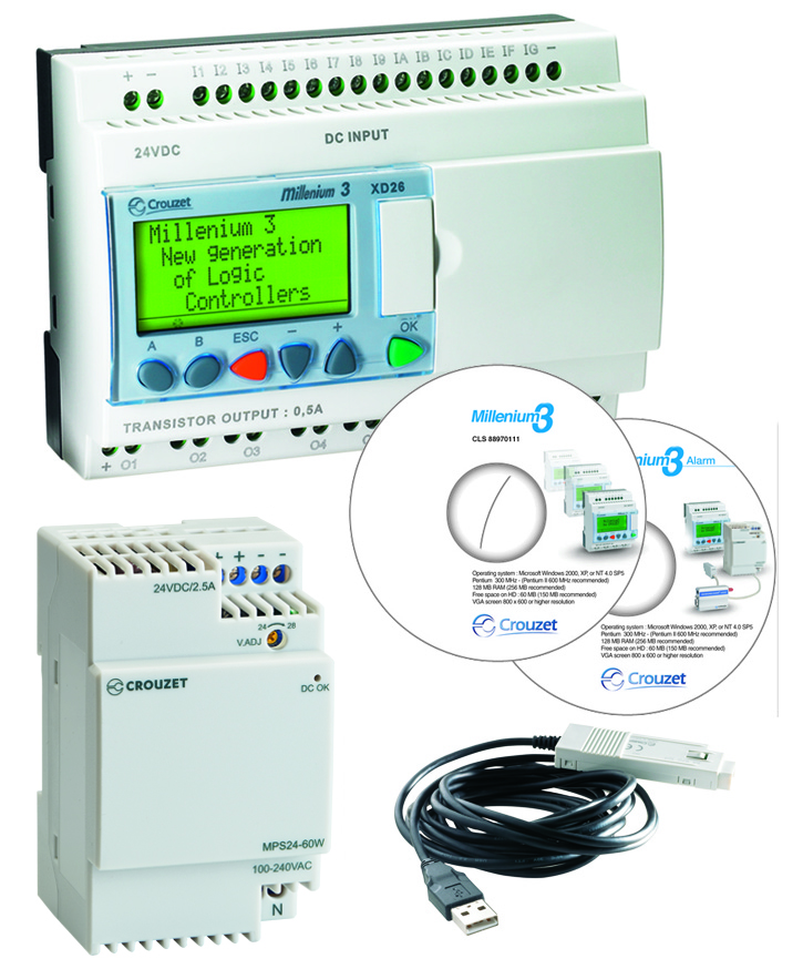 Crouzet Millenium 3 Series Logic Controller, Relay Output, 16-Input, Analog, Digital Input