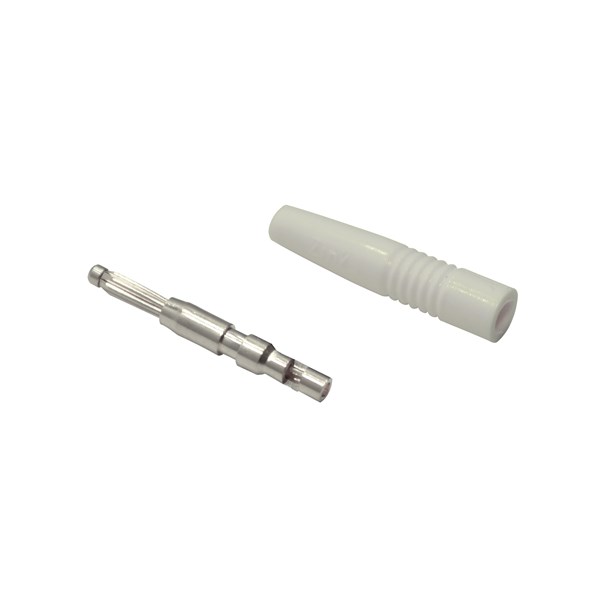 Nelco White Male Banana Plug, 2 mm Connector, Solder termination Termination, 30V, 20A, Gold Plating