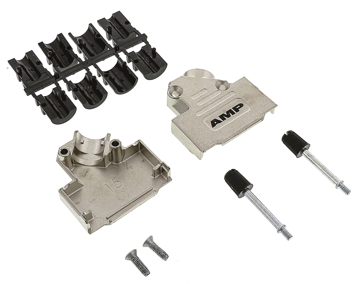 TE Connectivity ADK Series Zinc Angled D-Sub Backshell, 15 Way Strain Relief
