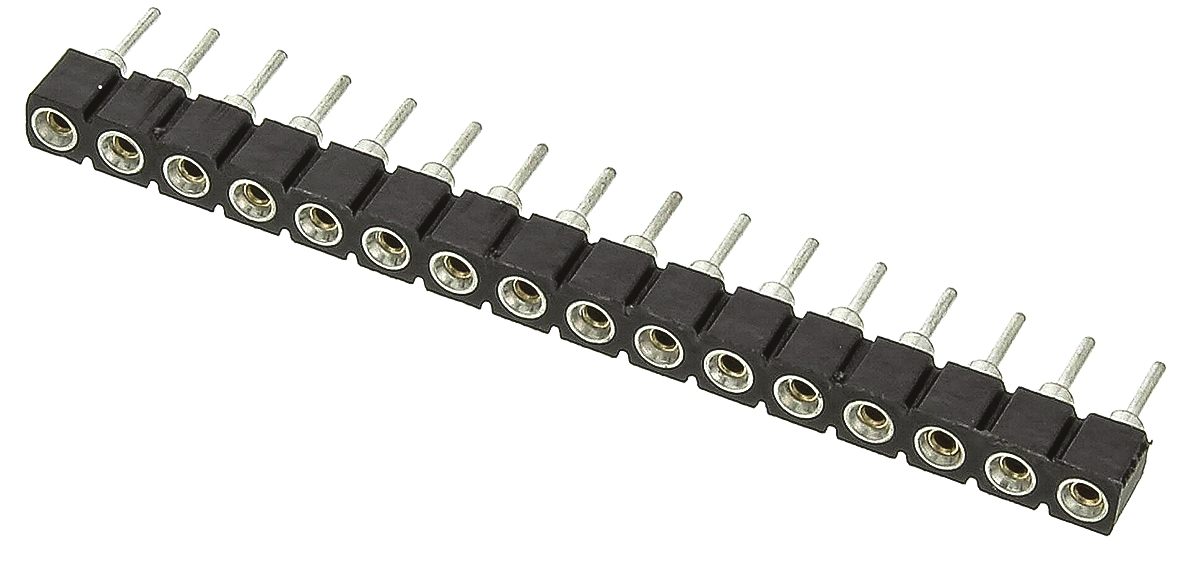 1-1814655-1 16 Way TE Connectivity Straight Through Hole 2.54 mm Pitch SIL Socket, Solder, 1A