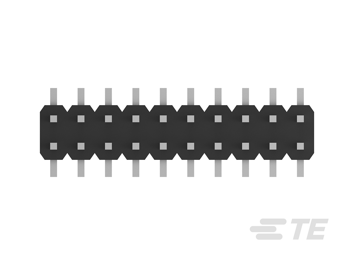 1-2842144-0 TE Connectivity AMPMODU Series Straight Surface Pin Header, 20 Contact(s), 2 mm Pitch, 2 Row, Unshrouded