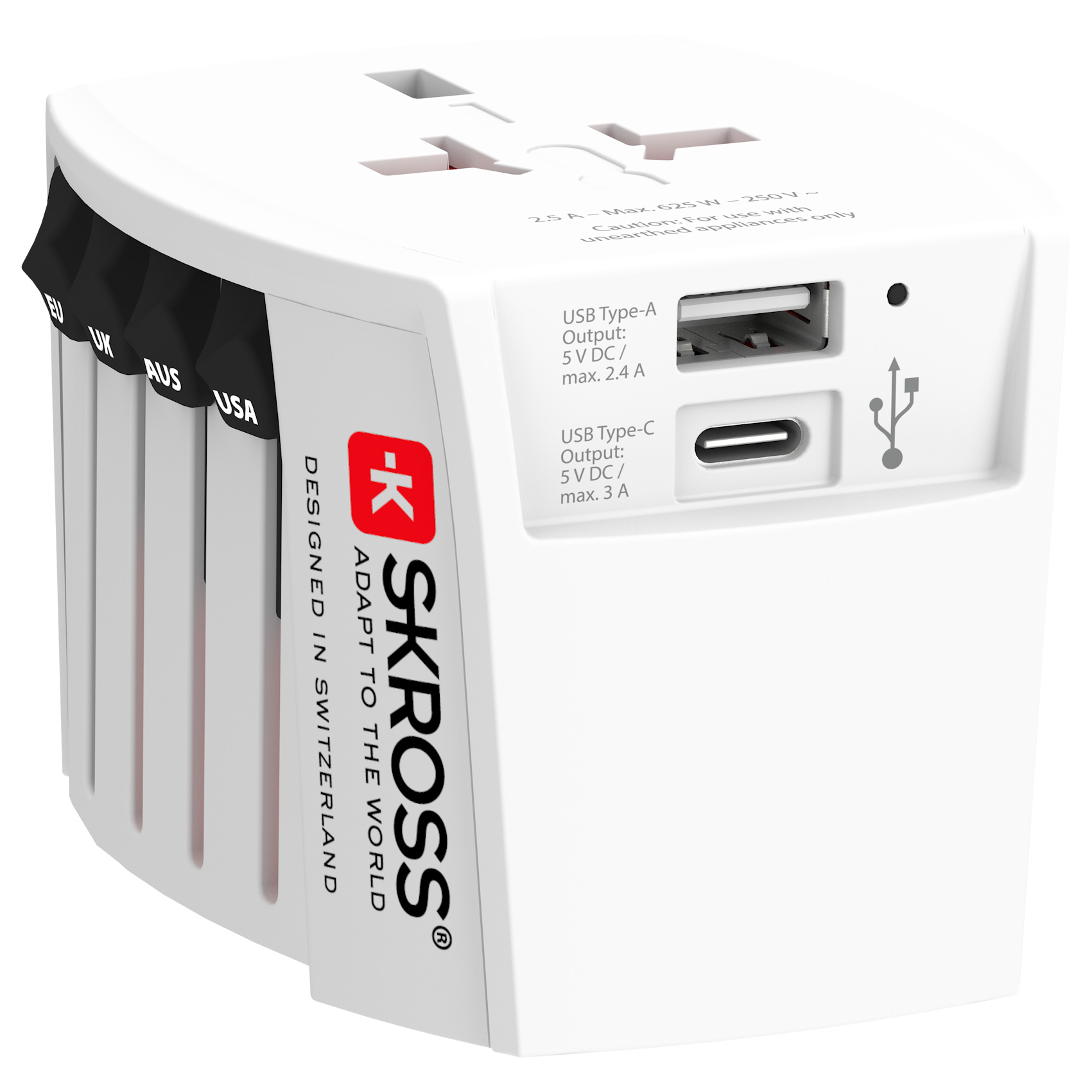 SKROSS Travel Adapter Australia, China, UK, Japan, USA, Europe China, Italy, USA, Japan, Australia, UK, Switzerland, 3A