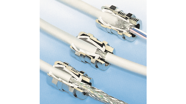 1631200050 Hummel HSK-M Series Silver Nickel Plated Brass Cable Gland, M20 Thread, 10 mm min., 14 mm max., IP68, IP69K