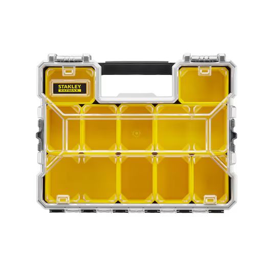 Stanley 10 Cell Yellow, Black Polycarbonate, Metal Adjustable Compartments Compartment Box, 446 mm x 432mm x 640 mm