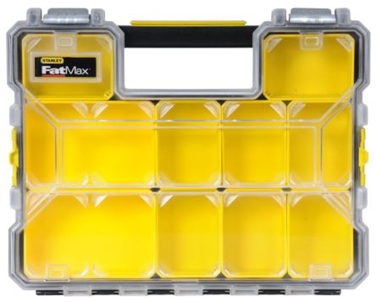 1-97-518 Stanley 10 Cell Yellow, Black Polycarbonate, Metal Adjustable Compartments Compartment Box, 330 mm x 432mm x 109 mm