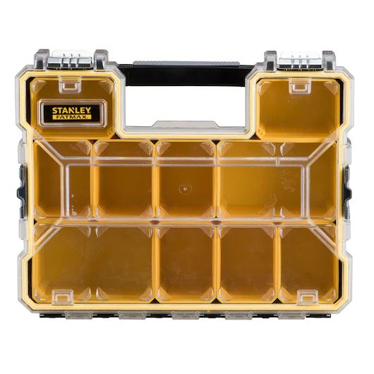 1-97-518 Stanley 10 Cell Yellow, Black Polycarbonate, Metal Adjustable Compartments Compartment Box, 330 mm x 432mm x 109 mm