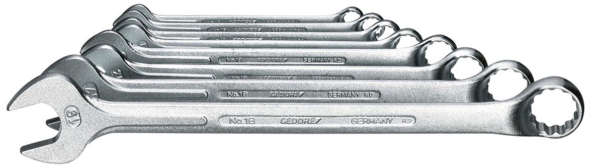 Gedore 8-Piece Spanner Set, 9 to 19 mm, Vanadium Steel