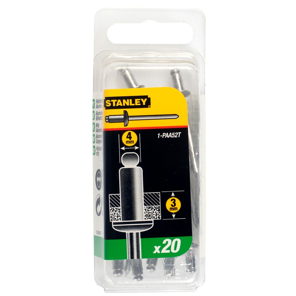 Stanley Aluminium Rivet, 1/4 in thread 4 mm