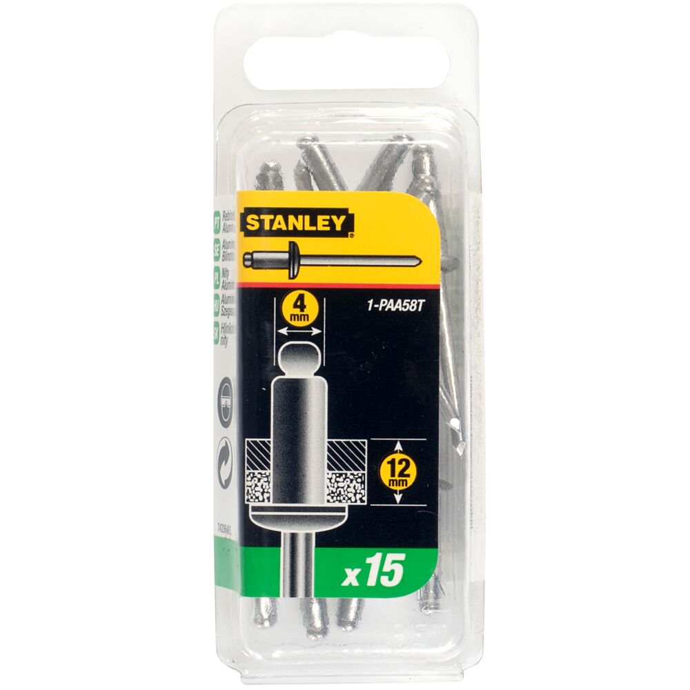 Stanley Aluminium Rivet, 1/4 in thread 4 mm