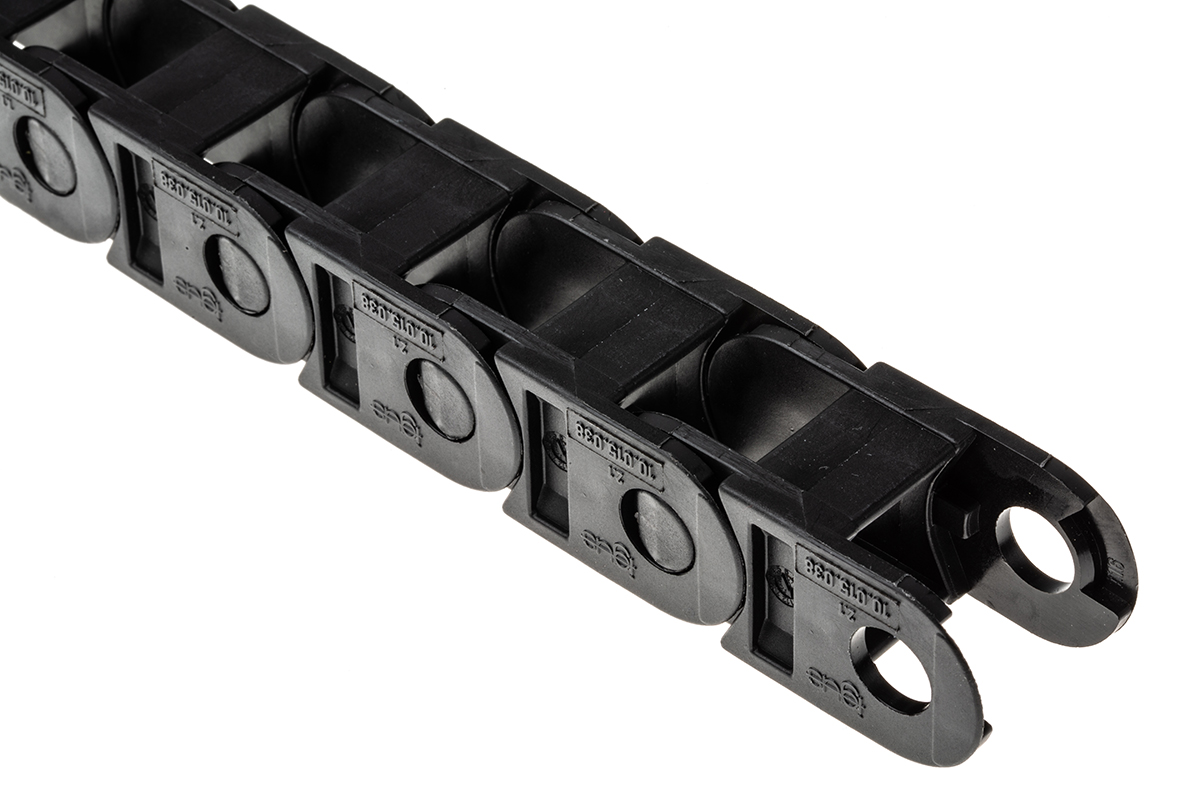 100150380 Igus e-chain Black, W26mm x D23 mm, L1 m, 38 mm Min. Bend Radius, Igumid G