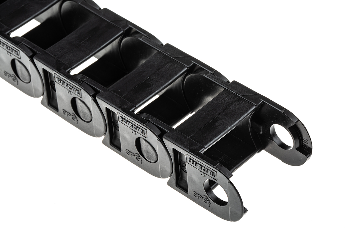 100250380 Igus e-chain Black, W36mm x D23 mm, L1 m, 38 mm Min. Bend Radius, Igumid G