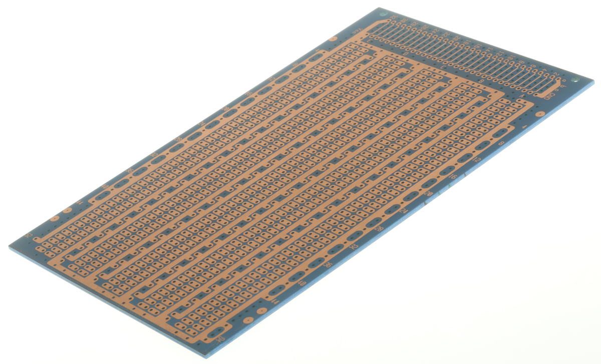 Vero Technologies 10-0581 1 DIN 41612, DIN 41617 Eurocard PCB FR2 With 53 x 5 1.02 mm Holes, 2.54 mm Pitch, 160 mm