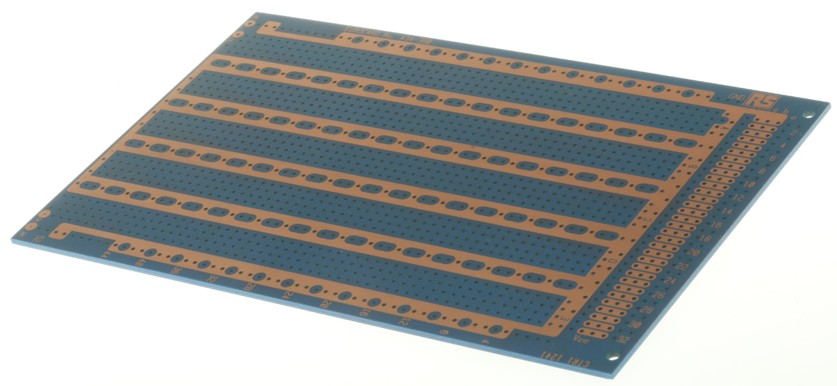 10-0581 Vero Technologies  1 DIN 41612, DIN 41617 Eurocard PCB FR2 With 53 x 5 1.02 mm Holes, 2.54 mm Pitch, 160 mm