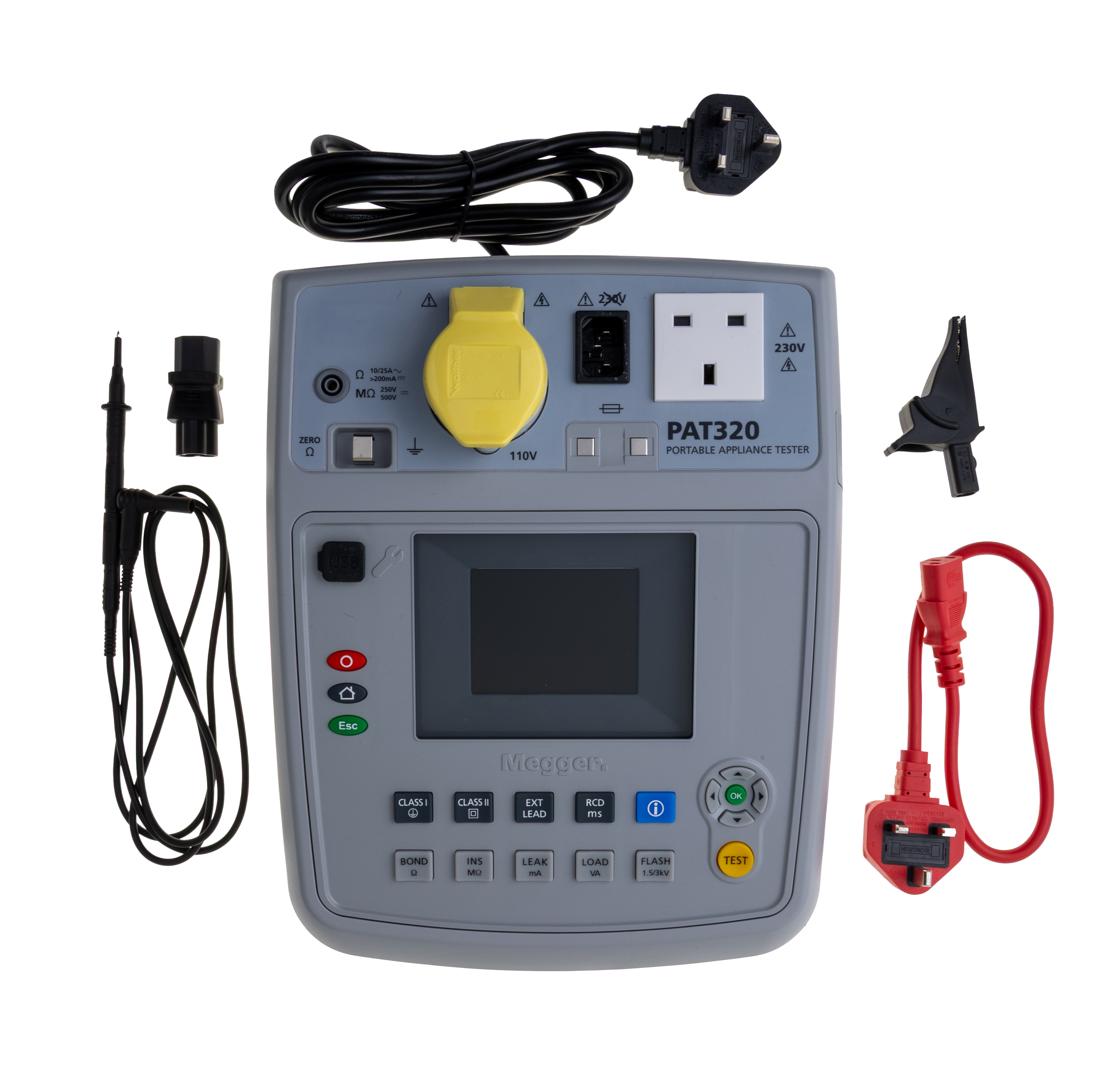 Megger PAT320 PAT Tester, Class II, Class I Test Type