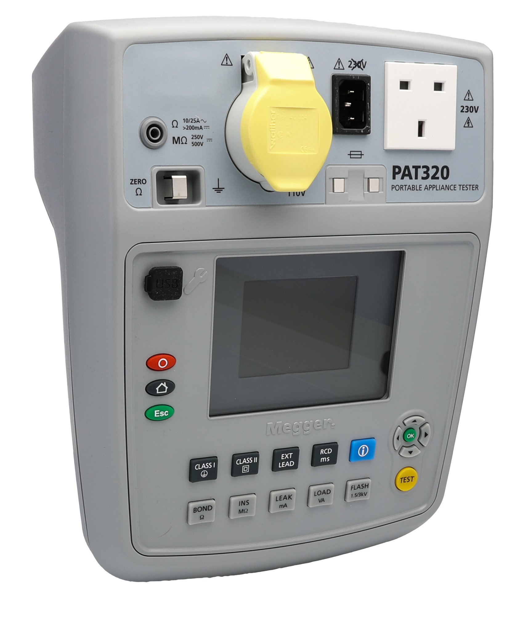 1000-740 Megger PAT320 PAT Tester, Class II, Class I Test Type
