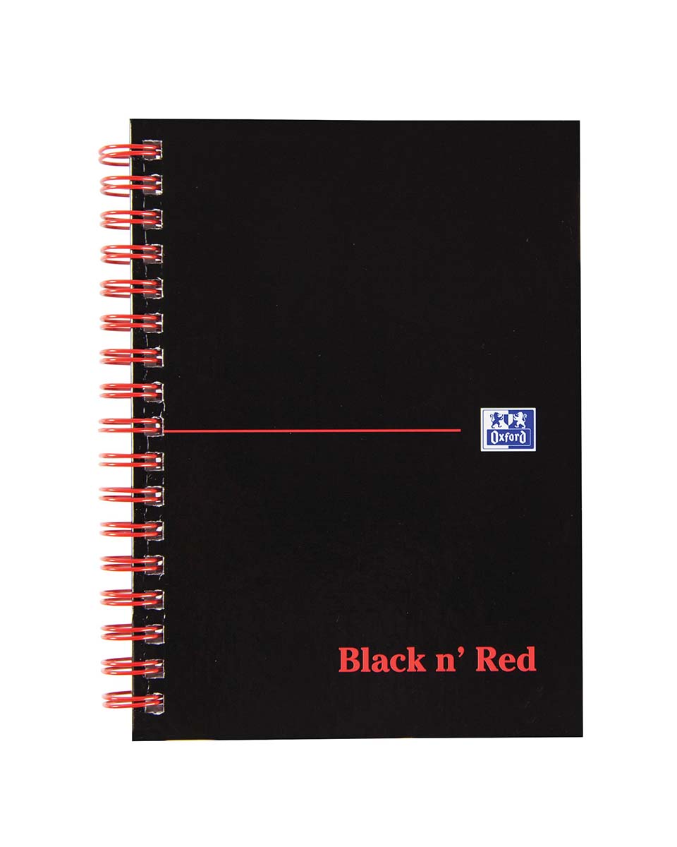 Black n Red A6 Wirebound Hard Cover Notepad, 140 Ruled Sheets