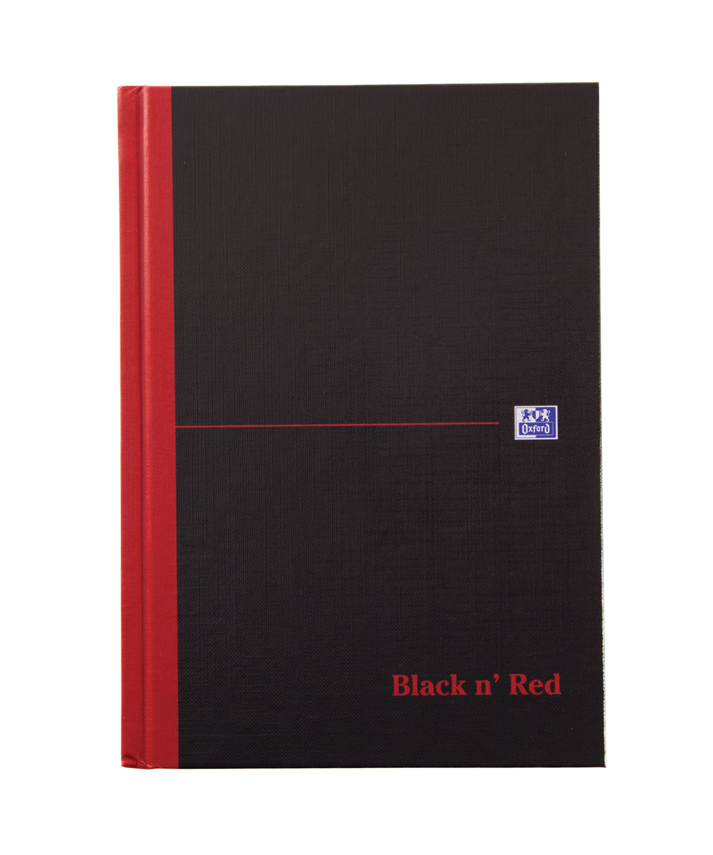 Black n Red A5 Casebound Hard Cover Notepad, 192 Ruled Sheets