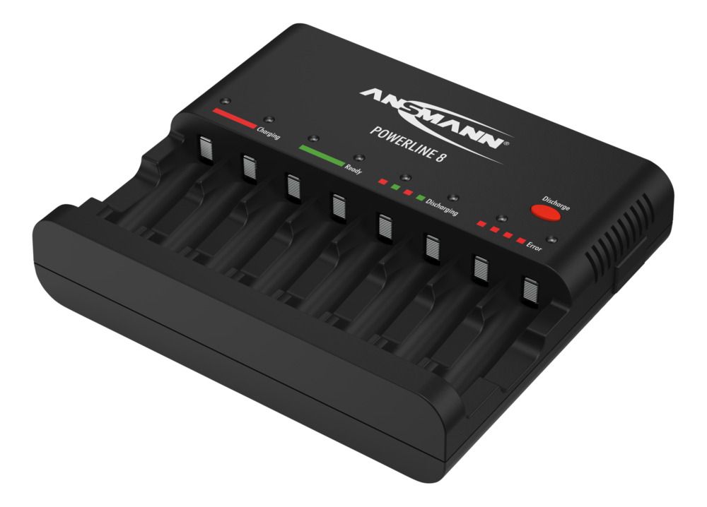 Ansmann Powerline 8 Traveller Battery Charger For 12V, NiCd, NiMH 500 mA, AA, AAA with Worldwide plug, 8 Plug-In