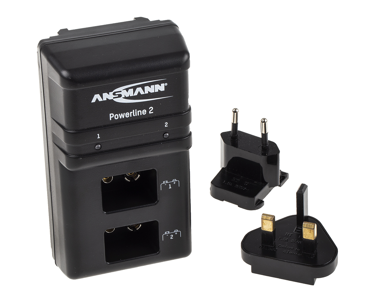 Ansmann Powerline 2 Battery Charger For 10.15V, NiCd, NiMH 70 mA, 9 V with UK, EU plug, 2 Plug-In