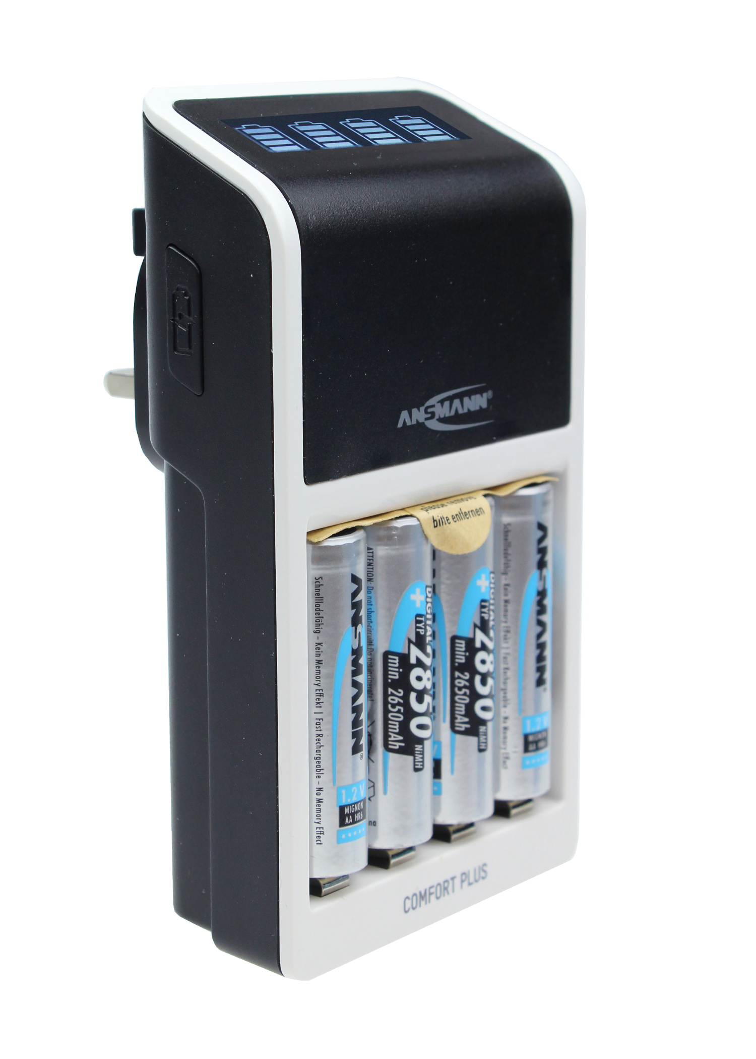 Ansmann 1001-0094-44-03520 Battery Charger For 1.2V, 8.4 V, 9 V, NiMH 650 mA, AAA, 9 V, AA with UK plug, 4 NiMH