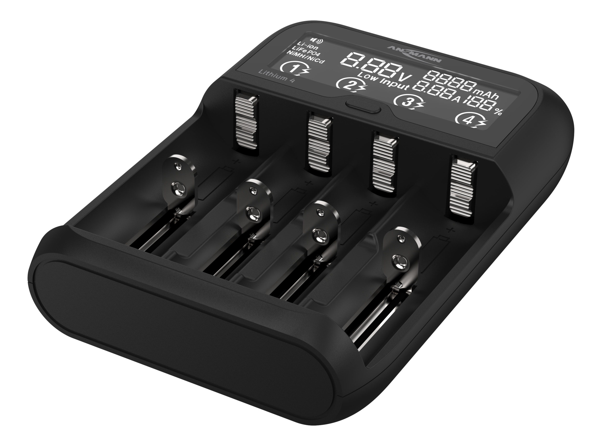 Ansmann 1001-0122 Battery Charger For, Lithium-ion, LiFePO4, NiMH 650 mA, AAA, C, AA with Worldwide plug, 4