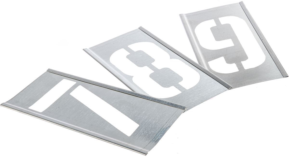 100131 AT Brown 13 Piece Zinc Stencil Numbers Only, 102 mm Character Height