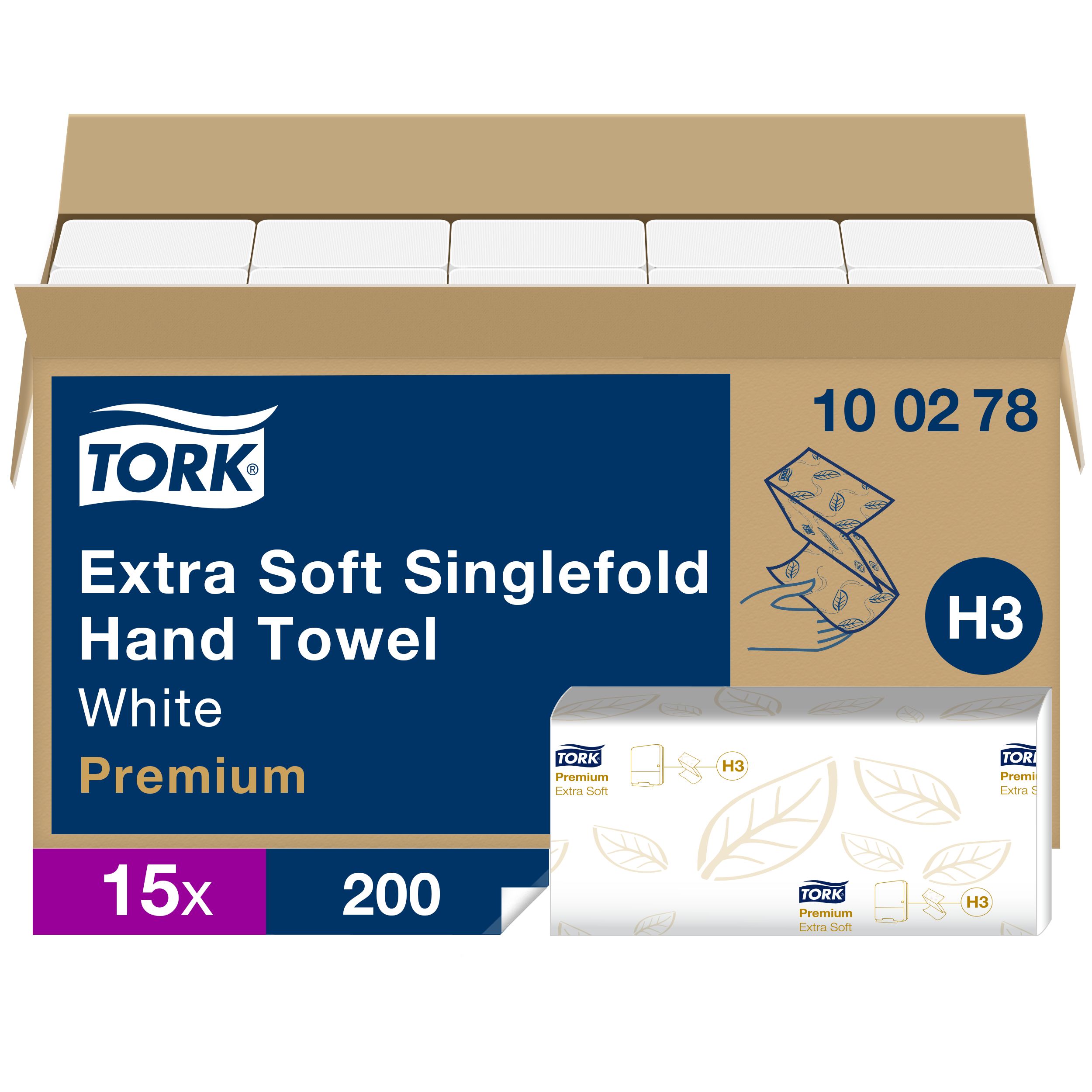 Tork QuickDry Extra Soft Premium Folded Paper Towel, 115 x 226 mm, 2, 200 Sheets