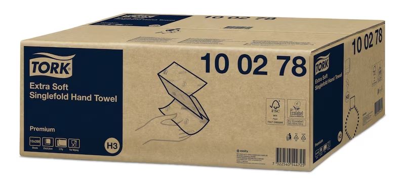 100278 Tork QuickDry Extra Soft Premium Folded Paper Towel, 115 x 226 mm, 2, 200 Sheets