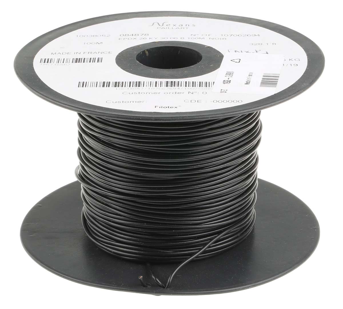10038052 Nexans H07Z-R Series Black Hook Up Wire, 19, 100 m, , Polyvinyl Chloride