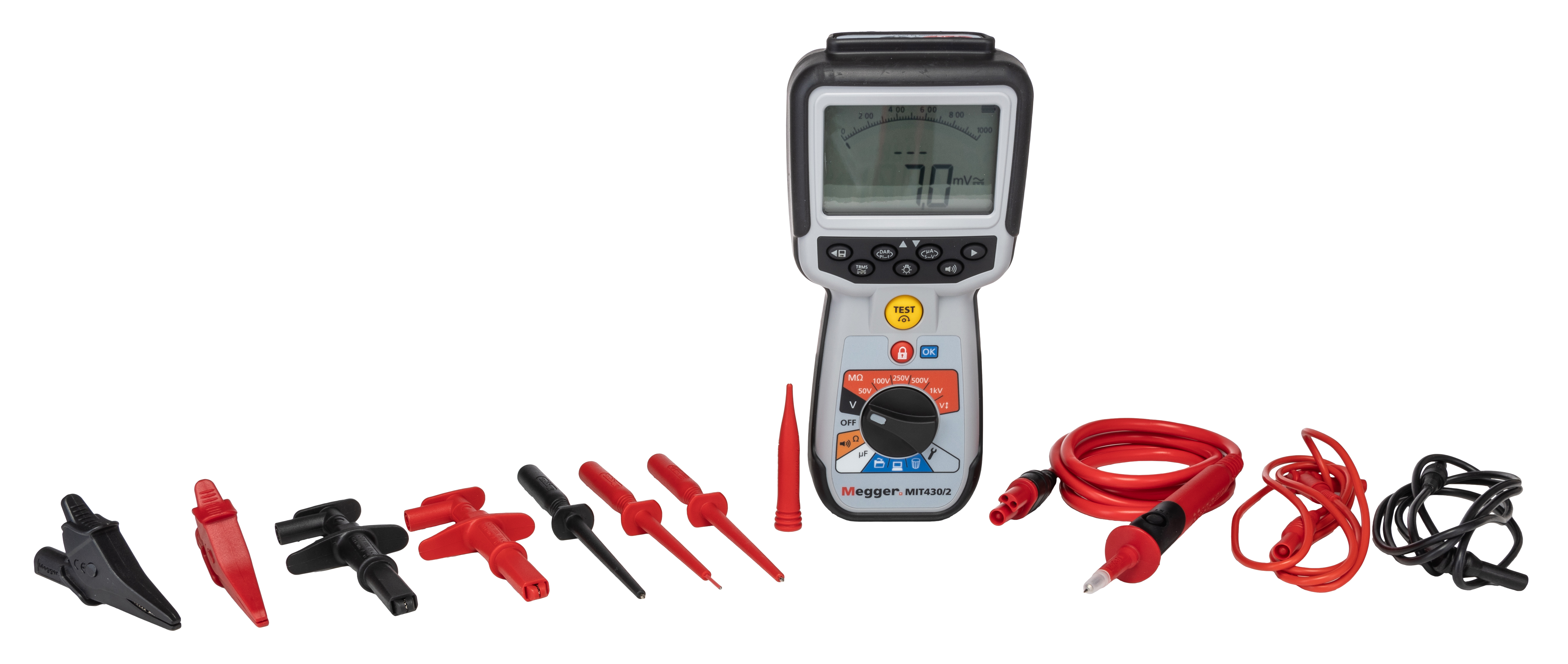 1004-740 Megger MIT430 2 Insulation Tester, 10 V Min, 1000 V Max, 200 GΩ CAT IV