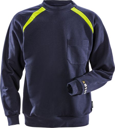Fristads 100581 Navy 2% Anti-Static Fibre, 38% Cotton, 60% Modacrylic Men's Sweat Shirt 4XL