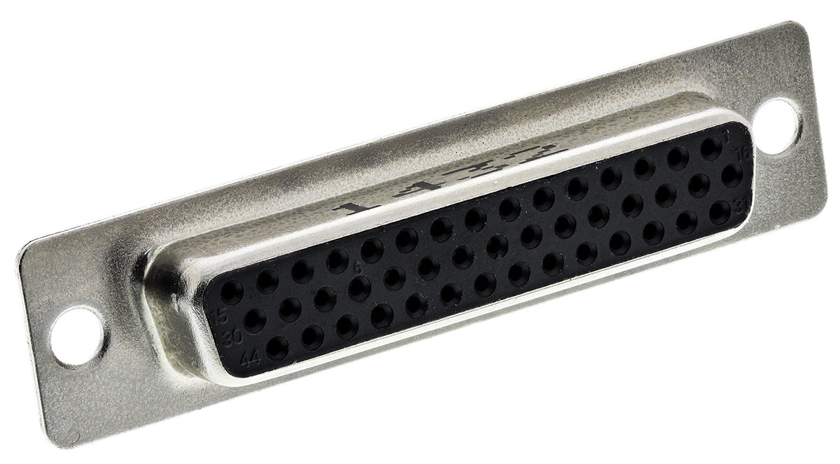 Amphenol ICC 10090770 44 Way Straight 2.29 mm Pitch Panel Mount D-Sub Connector Female