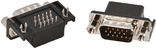 Amphenol ICC 10090926 15 Way Right Angle 2.29 mm Pitch Through Hole D-Sub Connector Male