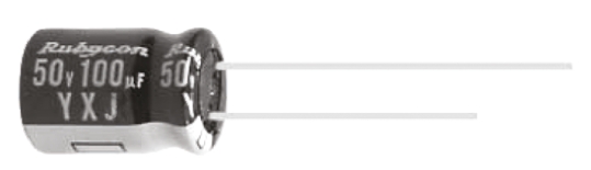 Rubycon 100 μF Capacitor 100V dc, Radial, Through Hole - 100YXJ100M10X20 Radial Lead